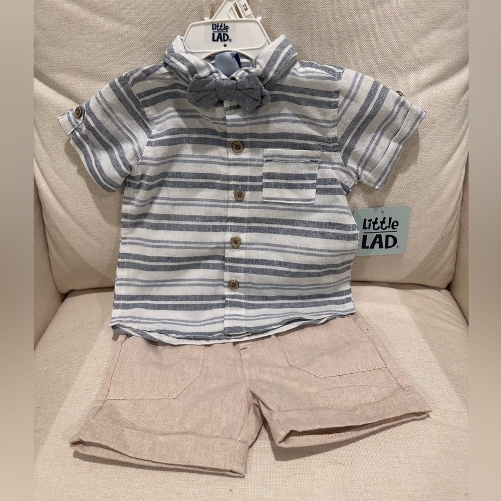 Blue and White Button Down Shirt with Horizontal Stripes